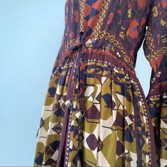 Louizon maxi dress bohemian vintage pattern ethnic floral print midi - Picture 7 of 9